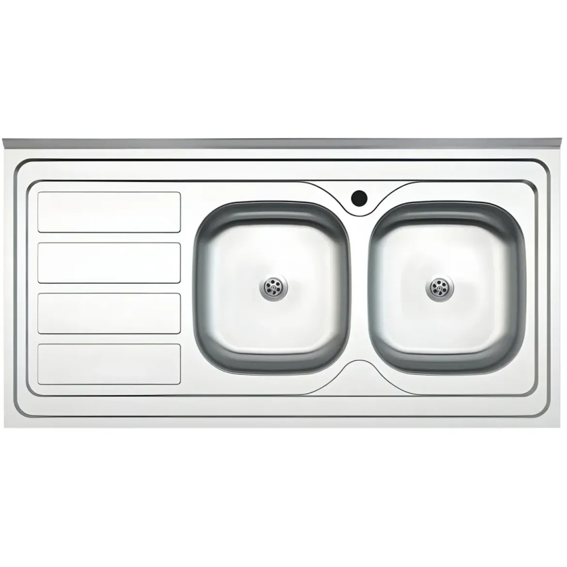 Lavello 2 Vasche con Gocciolatoio Sinistro Inox da Appoggio 120x60 cm