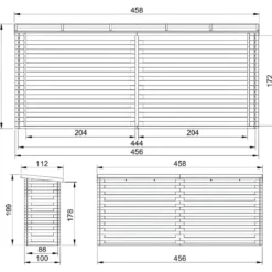 Legnaia da Esterno in Legno Grezzo 456x100x199 cm Tetto Impermeabile