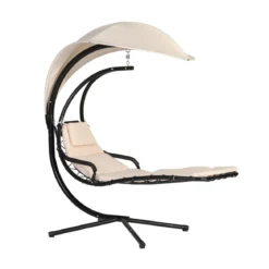 Lettino a Dondolo da Giardino Amaca Poltrona Sospesa con Supporto Cuscino PVC