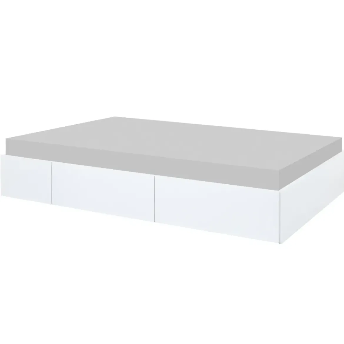Letto alla Francese 140x200 cm Bianco con 4 Cassetti Rete a Doghe