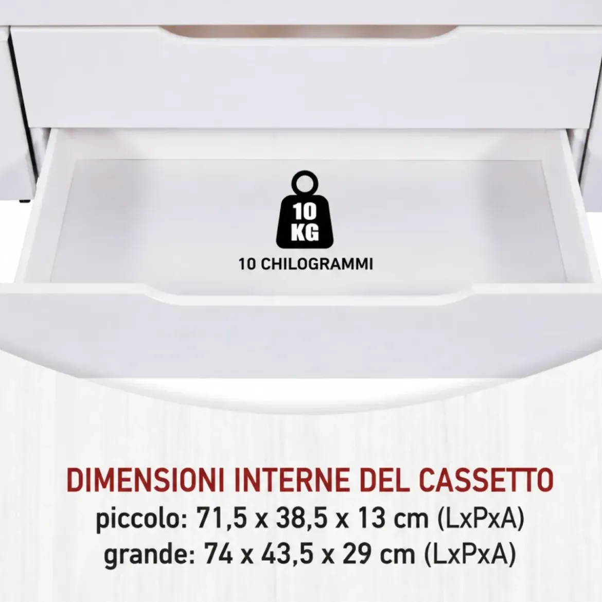 Letto alla Francese 140x200 cm in Legno Bianco con Cassetti Comodino