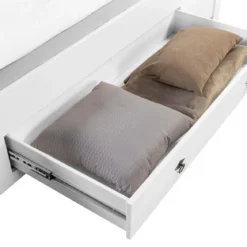 Letto alla Francese 140x200 Pino Massello Bianco Rovere con Cassetto