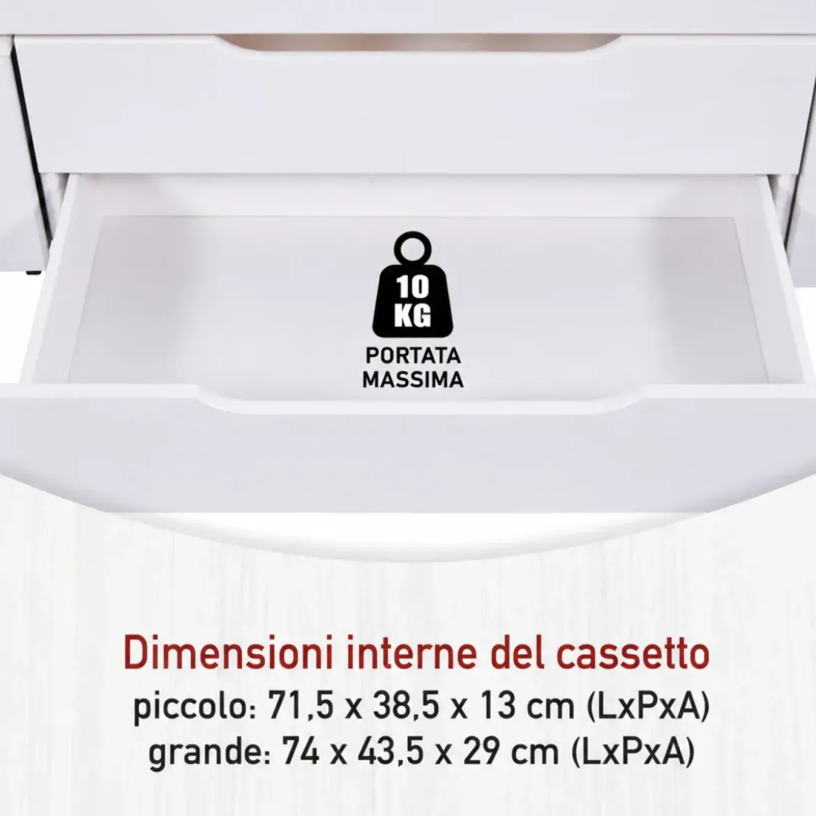 Letto Matrimoniale 180x200 cm in Pino Bianco con Cassetti Comodini
