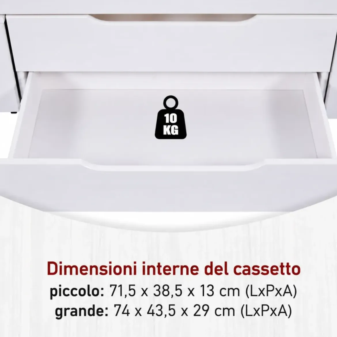Letto Matrimoniale 160x200 cm Legno Bianco con Rete Cassetti Comodini