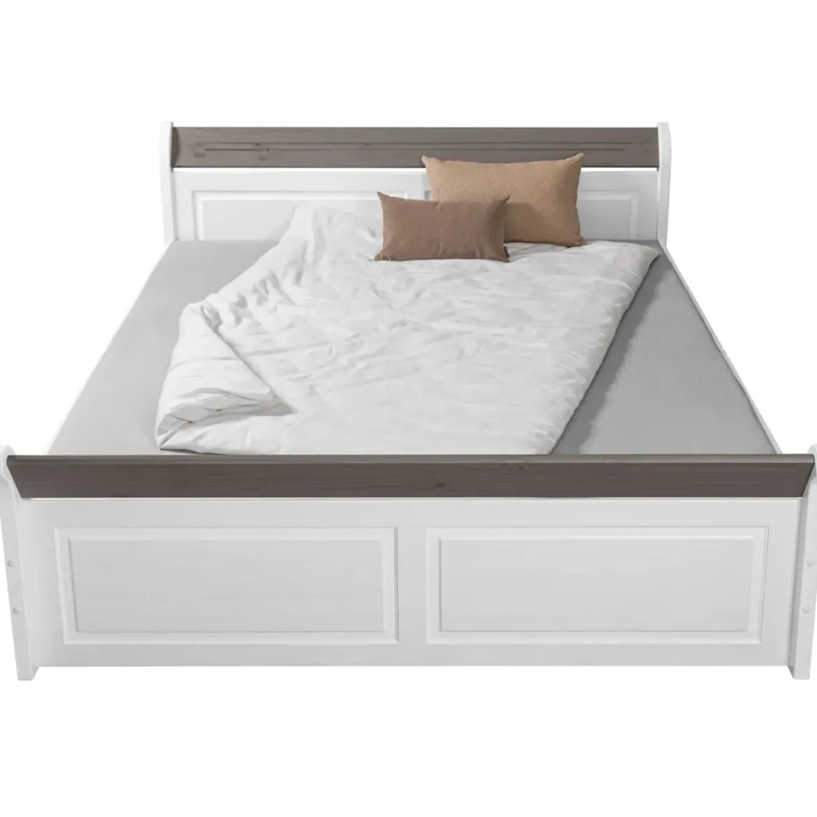 Letto Matrimoniale 180x200 cm Legno Bianco Grigio Cenere con Cassetto