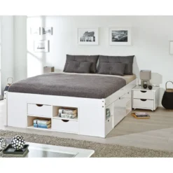 Letto Matrimoniale 160x200 Rete a Doghe con Cassetti Due Piazze