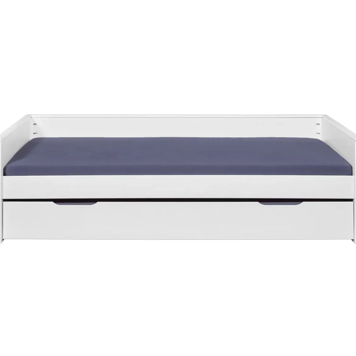 Letto Singolo Bianco con Cassettone Contenitore Estraibile da Cameretta