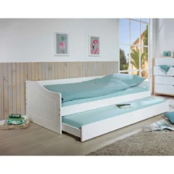 Letto Singolo Bianco Salvaspazio Mobile con Cassettone Estraibile 90x200
