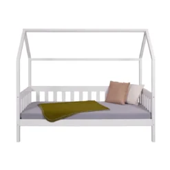 Letto singolo 90x200 cm Bianco con Tetto Doghe