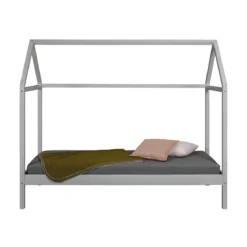 Letto singolo 90x200 cm Bianco con Tetto Doghe