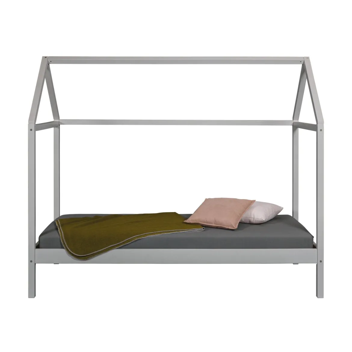 Letto singolo 90x200 cm Bianco con Tetto Doghe