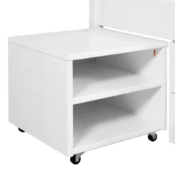Letto Singolo 90x200 cm in Legno Bianco Cassetti Comodino Estraibili