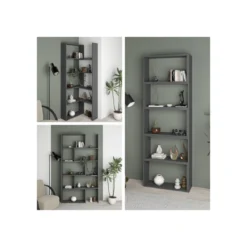 Libreria Antracite Legno Estensibile Moderna Angolare