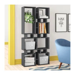 Libreria Antracite Moderna Design a Cubi per Arredamento Salone