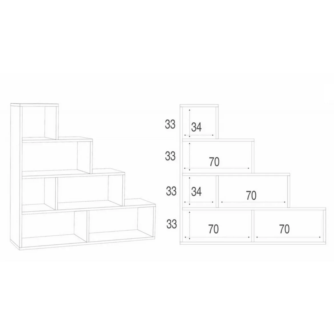 Libreria a Scala Cemento Vani Moderna Mensole Studio Scaffale Ufficio