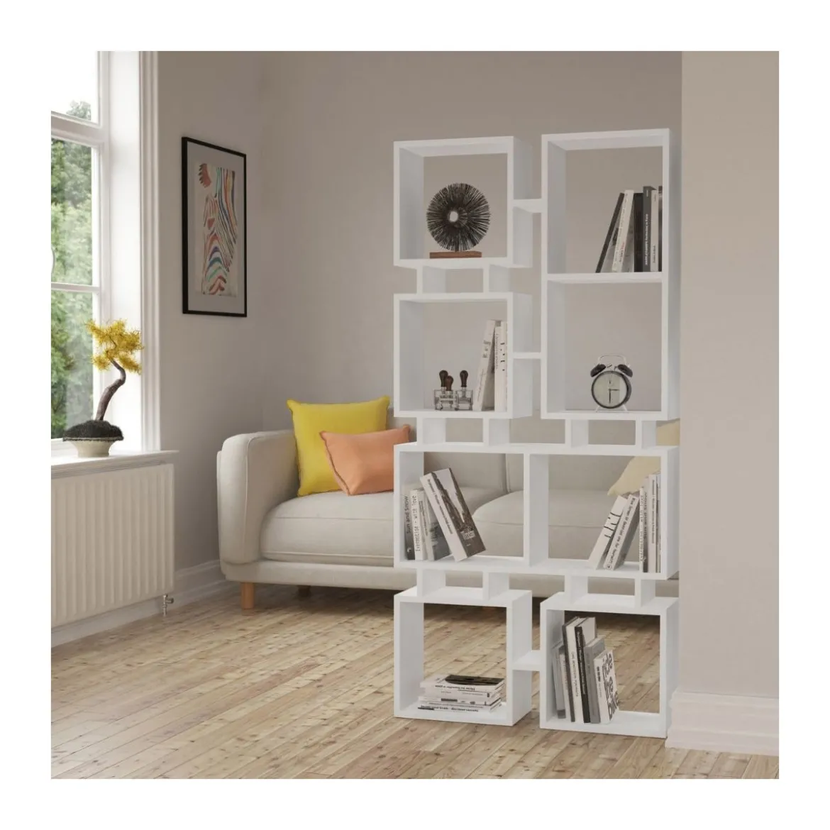 Libreria Bianca Moderna Design a Cubi per Arredamento Salone