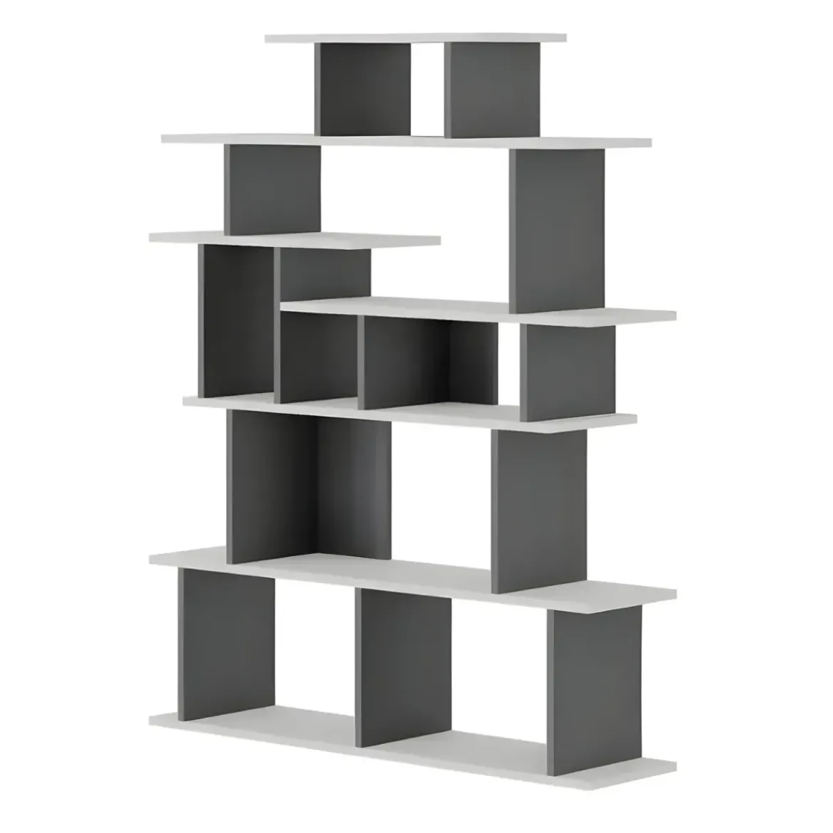 Libreria Design in Legno 120x29x149 cm Bianca e Antracite per Interni