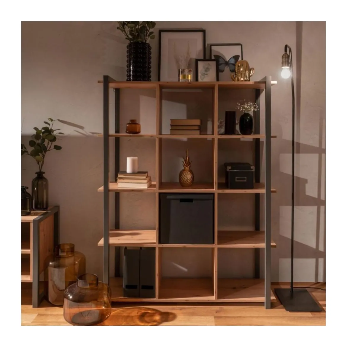 Libreria Indrustial Rovere Quercia a Cubi in Legno da Salotto Ingresso