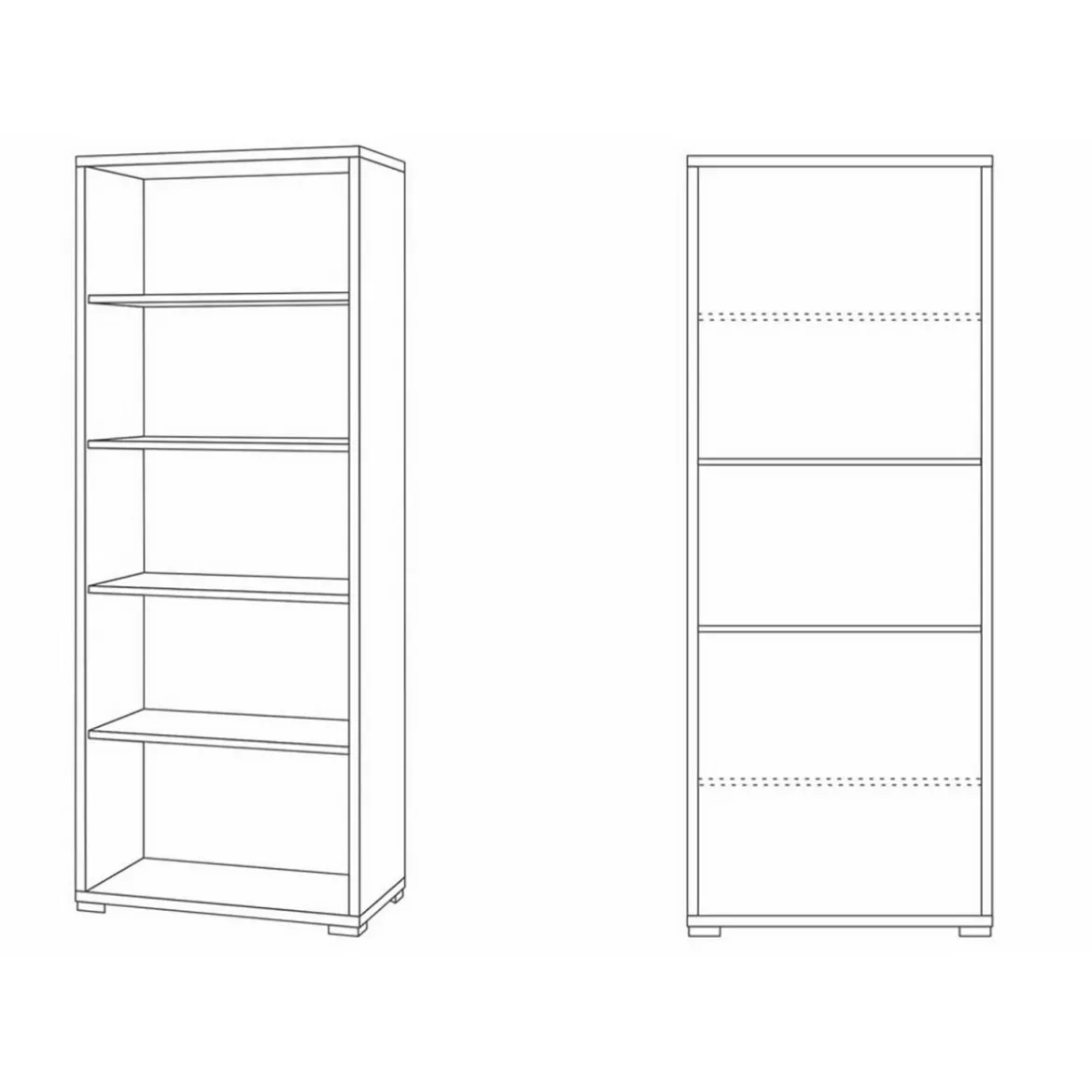 Libreria in Legno Bianco con 5 Ripiani a Giorno Ufficio Scaffale Moderna