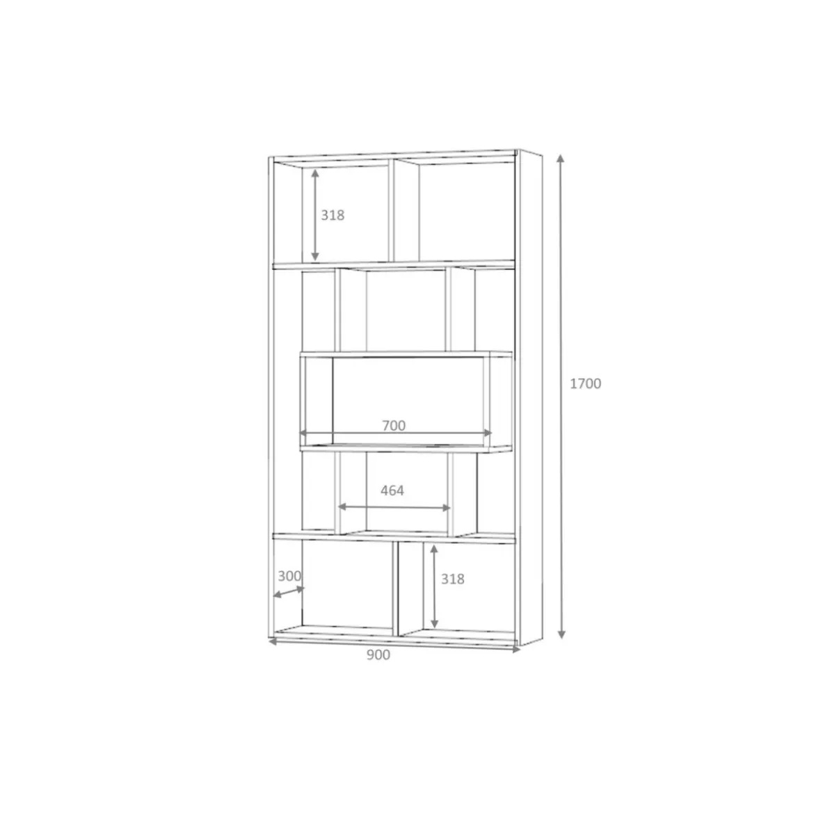 Libreria in Legno Cemento 5 Ripiani a Giorno Mobile per Ufficio Camera Bambini