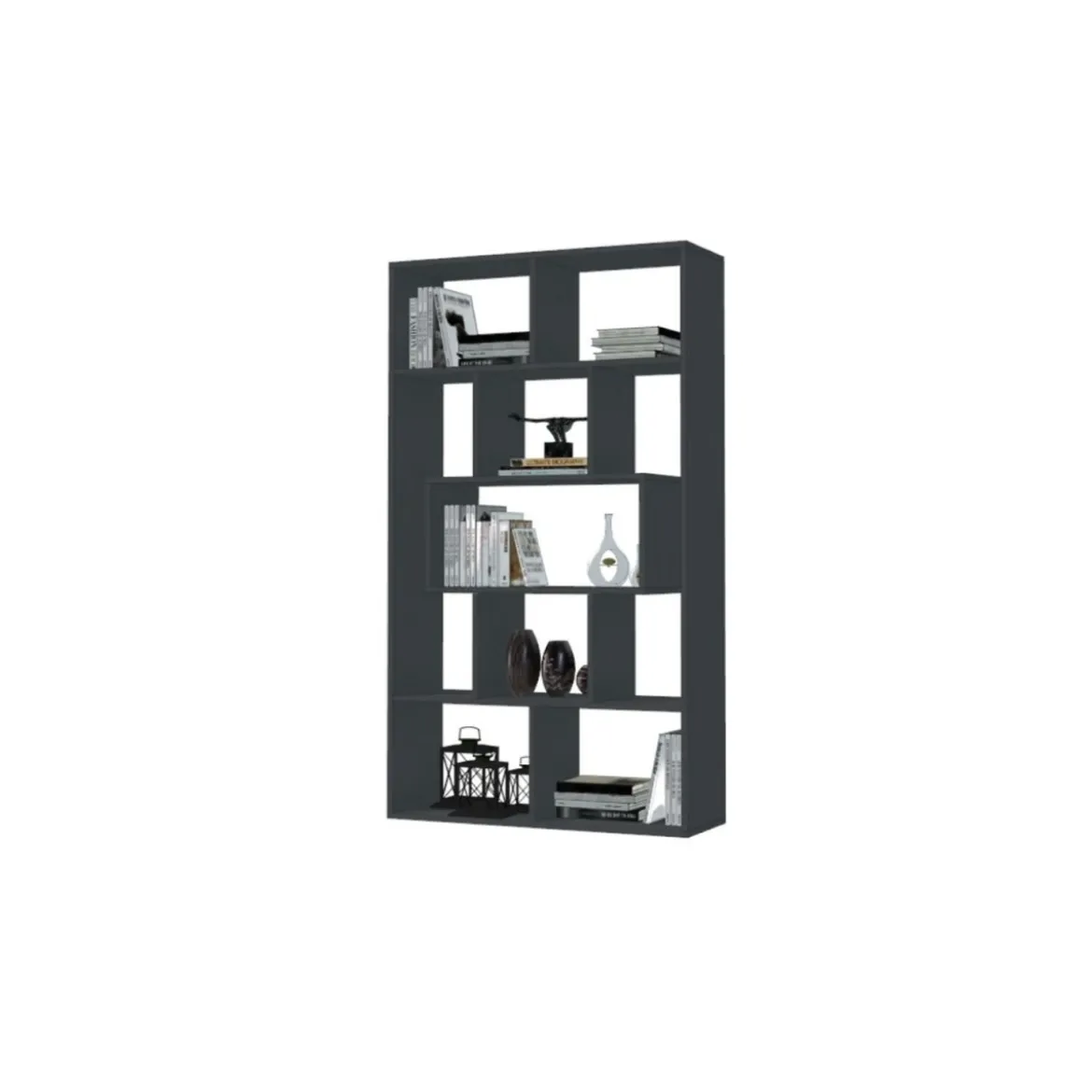 Libreria in Legno Cemento 5 Ripiani a Giorno Mobile per Ufficio Camera Bambini