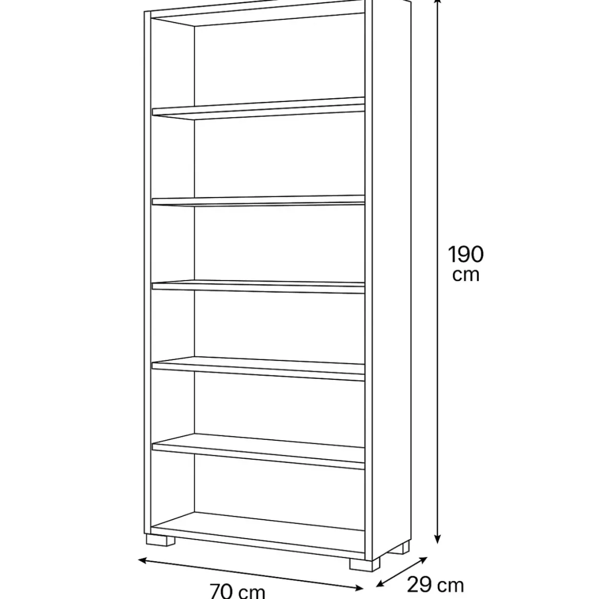 Libreria Moderna 70x29x190 cm Bianca con Ripiani Regolabili
