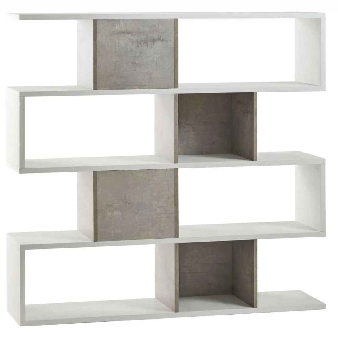 Libreria Modulare Bianco Cemento Moderna Scaffale Mensole Ufficio Studio