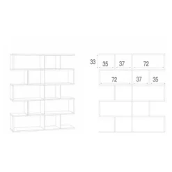 Libreria Modulare Bianco Cemento Giorno Moderna Mensole Scaffale Ufficio