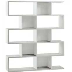 Libreria Modulare Bianco Geometrica Moderna Mensole Scaffale Ufficio