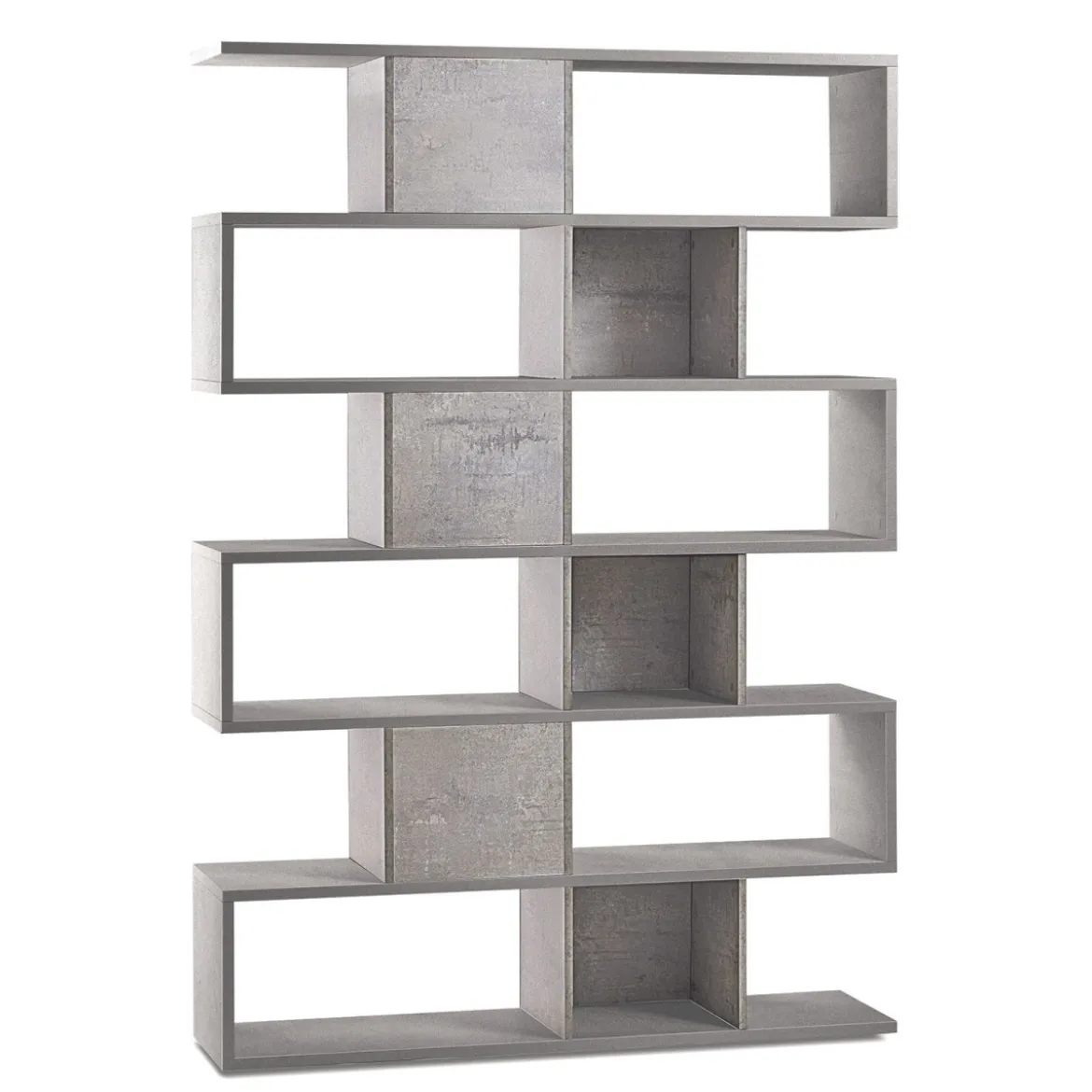 Libreria Modulare Geometrica Cemento Legno Moderna Scaffale a Giorno