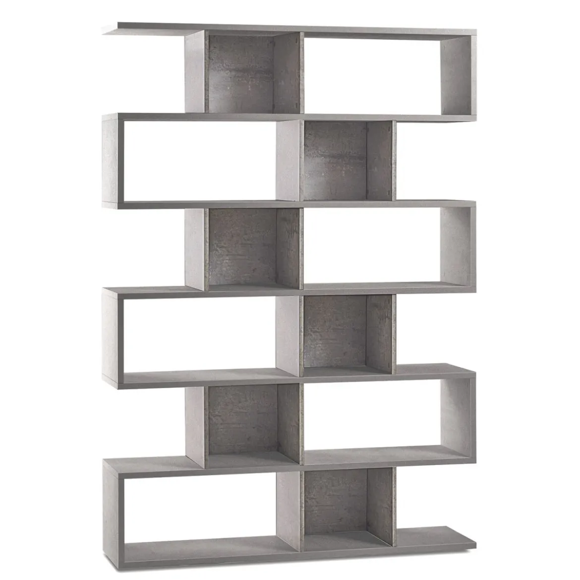 Libreria Modulare Geometrica Cemento Legno Moderna Scaffale a Giorno