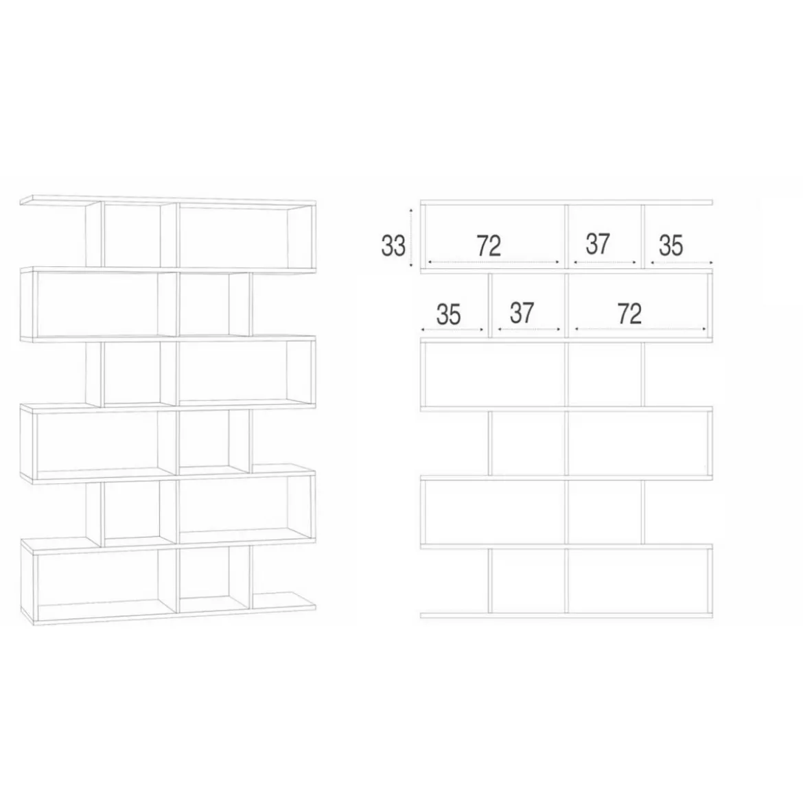 Libreria Modulare Geometrica Bianco in Legno Moderna Scaffale a Giorno