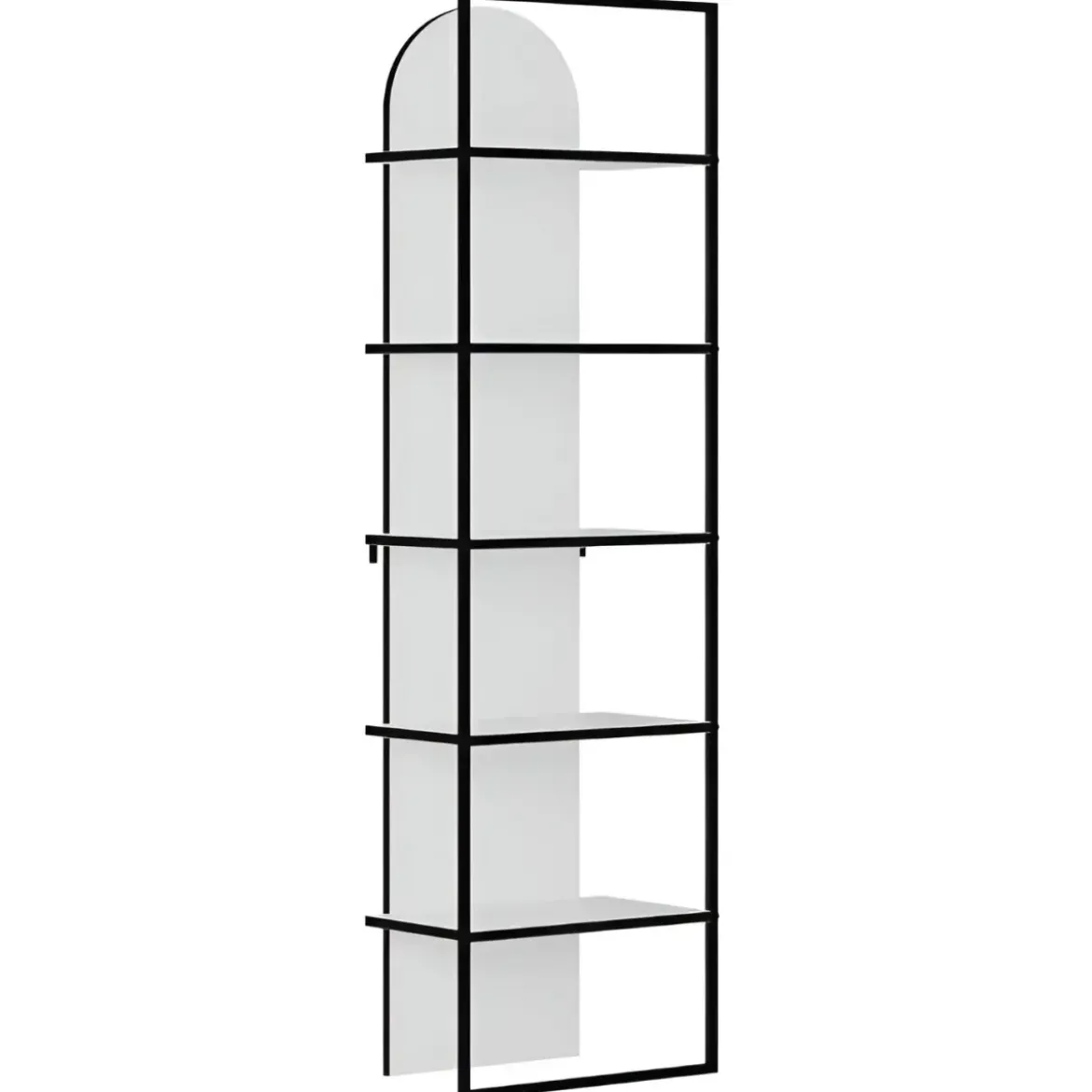 Libreria 5 Ripiani Moderna da Ingresso Soggiorno Bianco Struttura Metallo