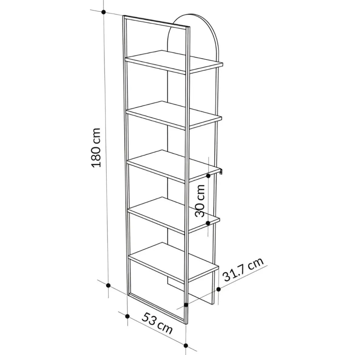 Libreria 5 Ripiani Moderna da Ingresso Soggiorno Bianco Struttura Metallo