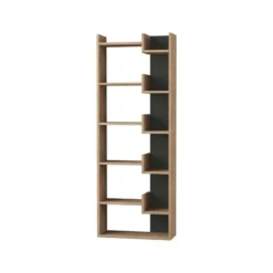 Libreria Rovere ed Antracite Moderna Scaffale Rettangolare in Legno