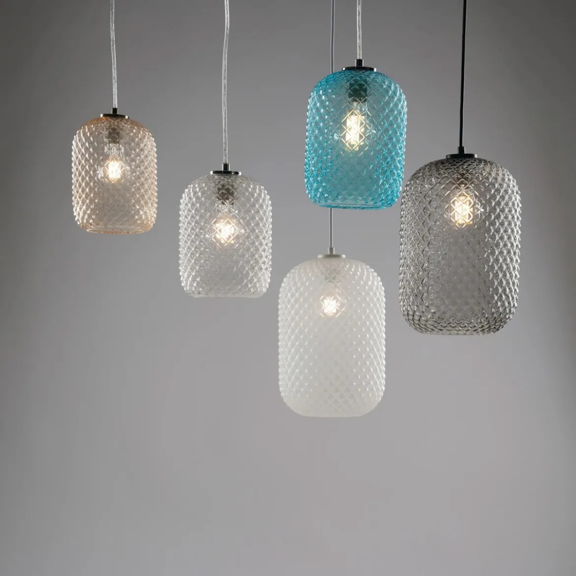 Luce in Vetro a Sospensione Lampadario di Cristallo Blu Elegante da Interno