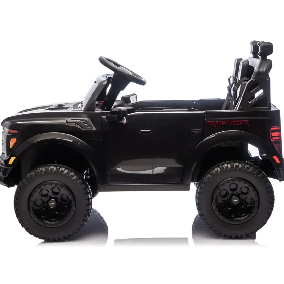 Macchina Elettrica Bambini 24V Ford Raptor Nero 2 Posti Sedile Ecopelle