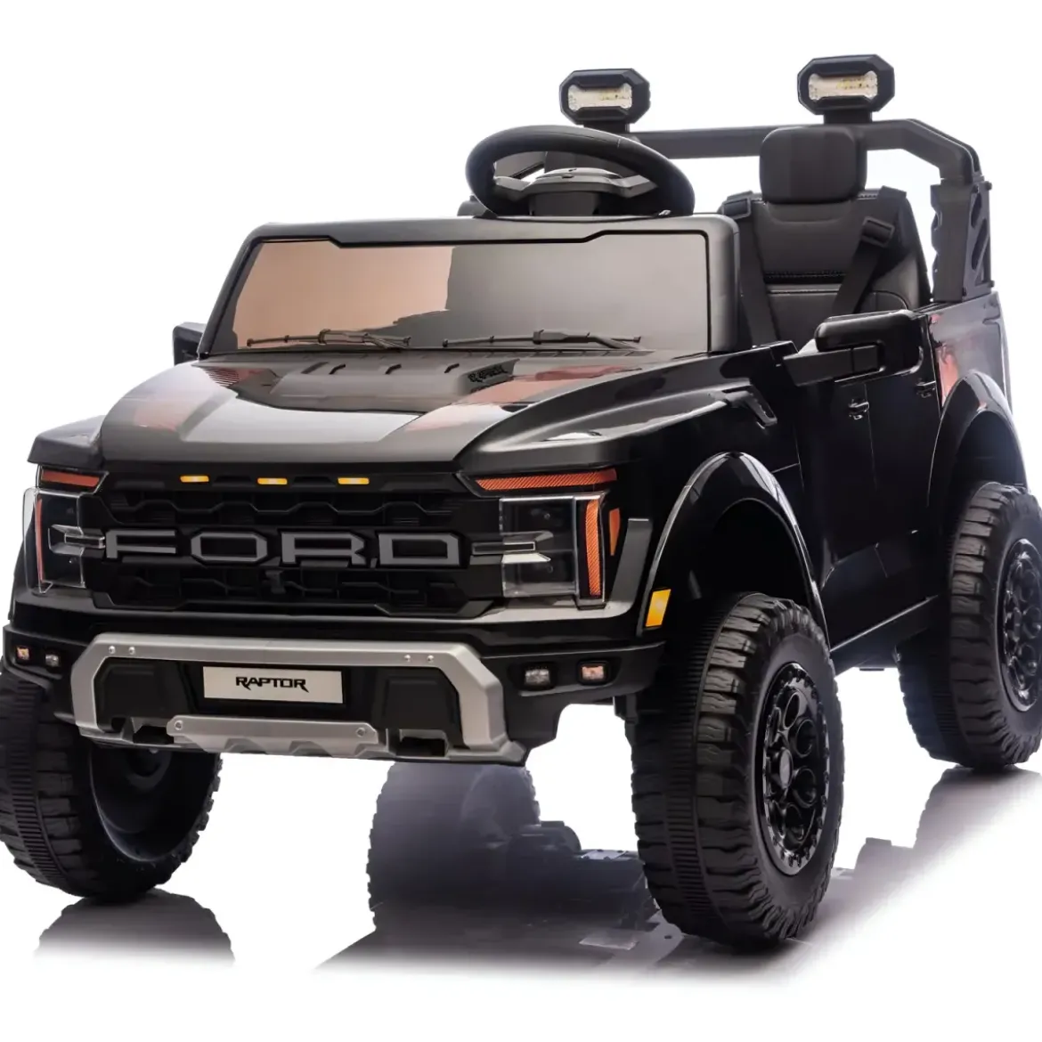 Macchina Elettrica Bambini 24V Ford Raptor Nero 2 Posti Sedile Ecopelle