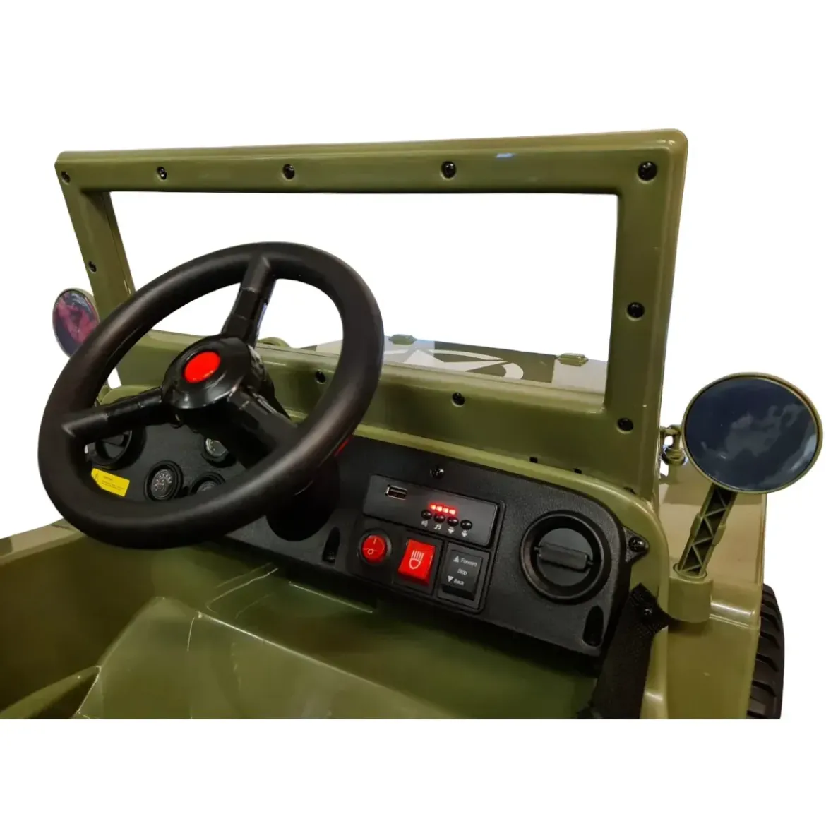 Macchina Elettrica Jeep Willy Verde per Bambini Fuoristrada Monoposto