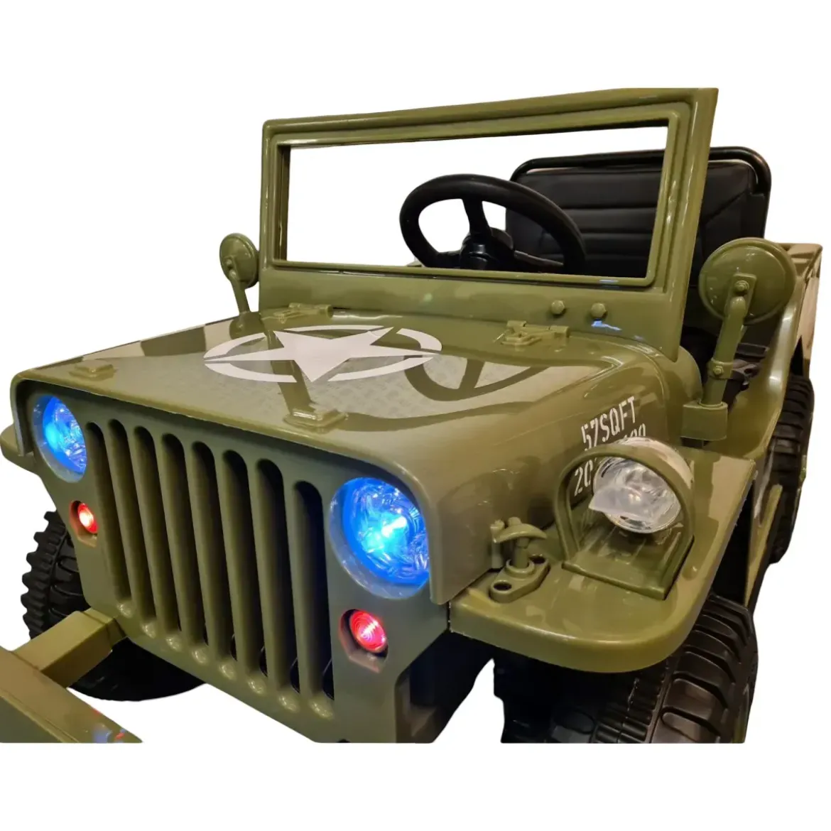 Macchina Elettrica Jeep Willy Verde per Bambini Fuoristrada Monoposto