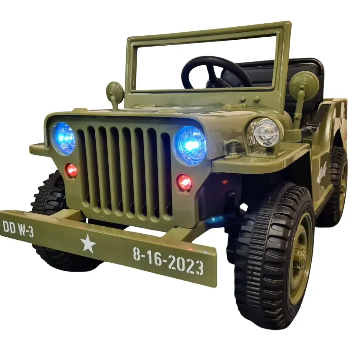 Macchina Elettrica Jeep Willy Verde per Bambini Fuoristrada Monoposto