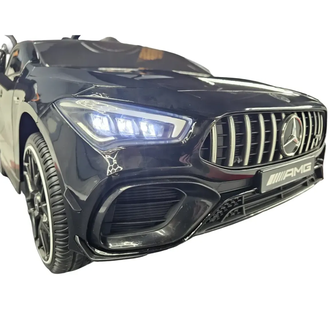 Macchina Elettrica per Bambini Mercedes Nero 12V con Sedile in Pelle