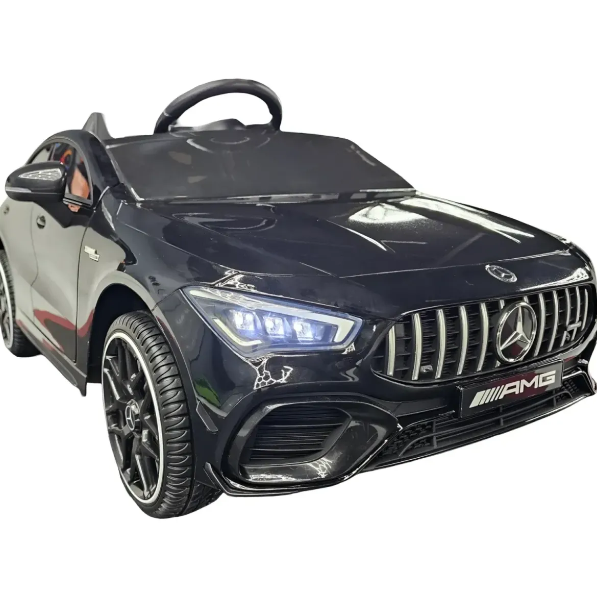Macchina Elettrica per Bambini Mercedes Nero 12V con Sedile in Pelle
