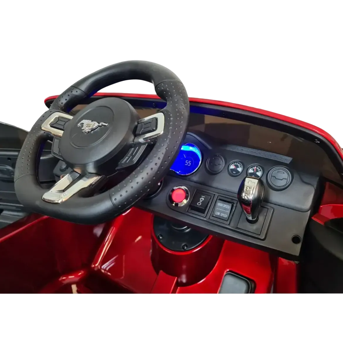 Macchina per Bambini Ford Mustang Rosso Metallizzato a Batteria da 24V