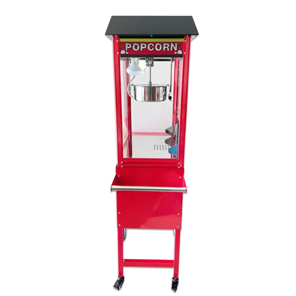 Macchina per Popcorn con Carrello Rosso Professionale Acciaio Modulare