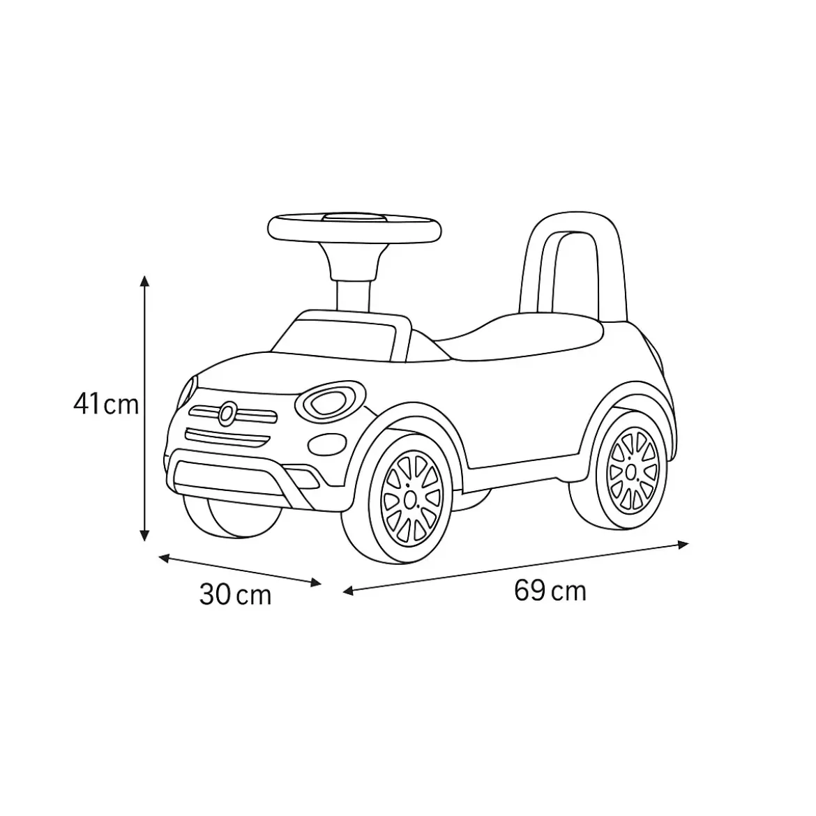 Macchinetta per Bambini Cavalcabile a Spinta Fiat 500X Bianca