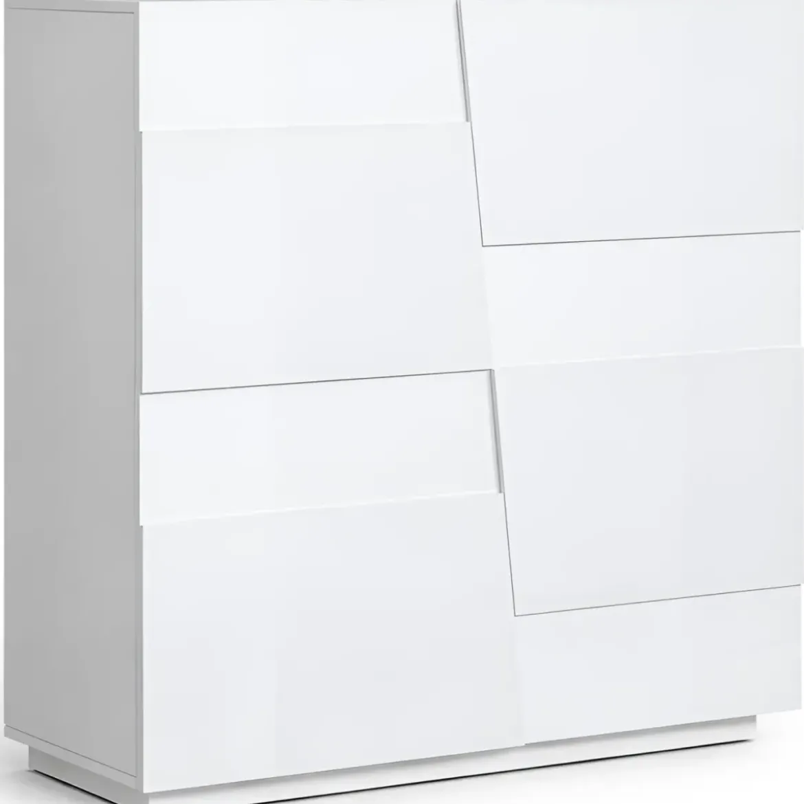 Madia Alta Bianco Laccato Credenza 4 Ante 3 Ripiani Legno Salvaspazio