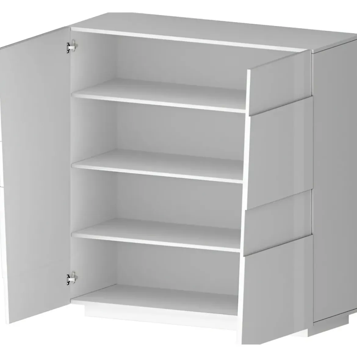 Madia Alta Bianco Laccato Credenza 4 Ante 3 Ripiani Legno Salvaspazio