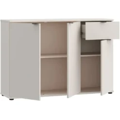 Madia 3 Ante 1 Cassetto Credenza Salvaspazio Beige Cashmere Soggiorno