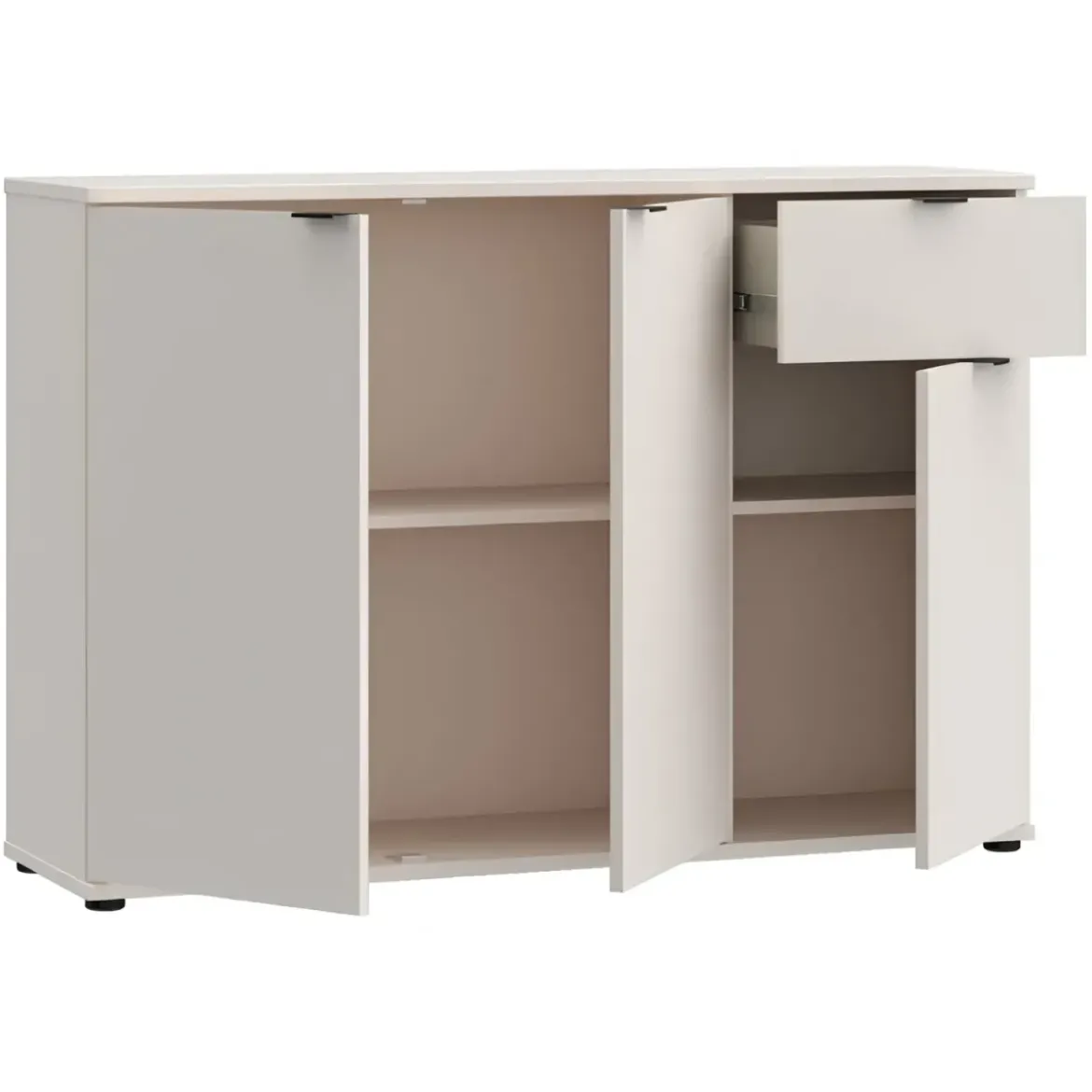 Madia 3 Ante 1 Cassetto Credenza Salvaspazio Beige Cashmere Soggiorno